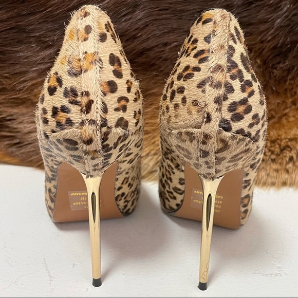 Wild Pair Leather / Pony Hair Leopard Heels Sz 7 - Picture 5 of 13